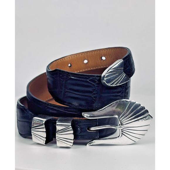 CR Navajo American Sterling Silver Ranger Belt Buckle Gilbert Ortega Galleries - Picture 1 of 13